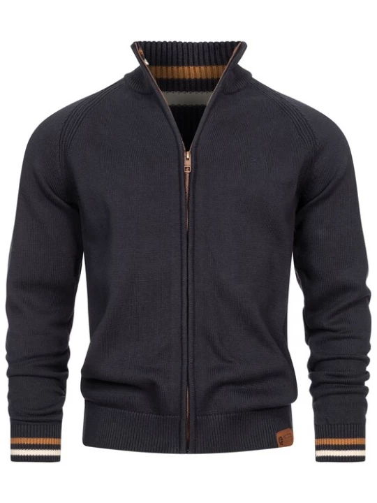 Foto van product INDICODE JEANS Gebreid vest 'Arutemia' donkerblauw / bruin / wit