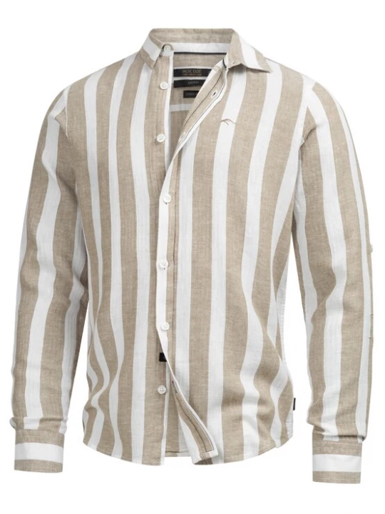 Foto van product INDICODE JEANS Overhemd 'Brayden' beige / wit