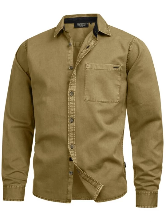 Foto van product INDICODE JEANS Overhemd 'Broidy' olijfgroen