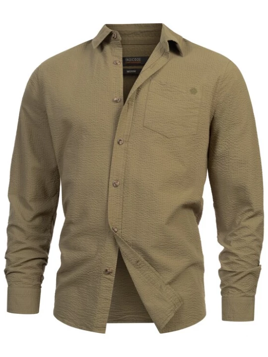 Foto van product INDICODE JEANS Overhemd ' Caix ' olijfgroen