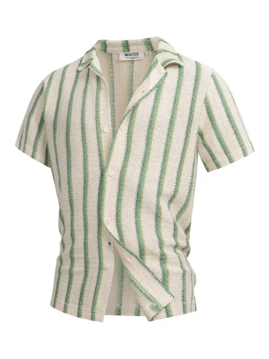 Foto van product INDICODE JEANS Overhemd 'INGlumin' lichtbeige / groen / kiwi / donkergroen