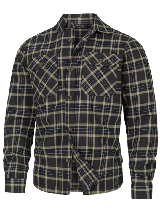 Foto van product INDICODE JEANS Overhemd ' INGroff ' donkerblauw / bruin / pasteelgeel / grafiet