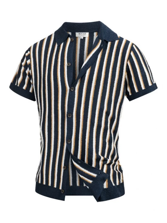 Foto van product INDICODE JEANS Overhemd 'INKaziz' navy / geel / wit