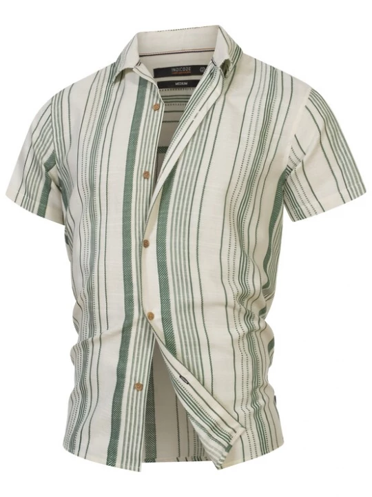 Foto van product INDICODE JEANS Overhemd 'Kiss' groen / wit