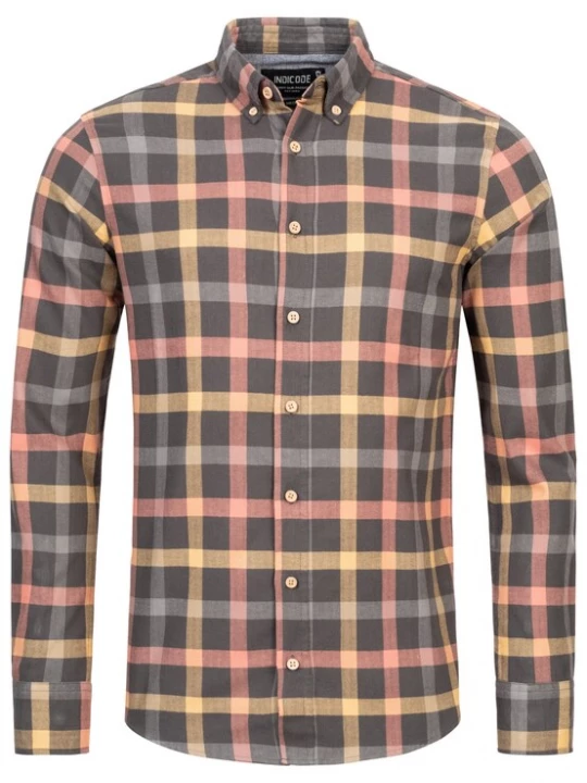 Foto van product INDICODE JEANS Overhemd 'Riverside' lichtgeel / grijs / donkergrijs / pastelroze