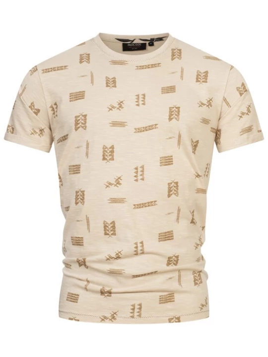 Foto van product INDICODE JEANS Shirt 'Asbjorn' beige / olijfgroen