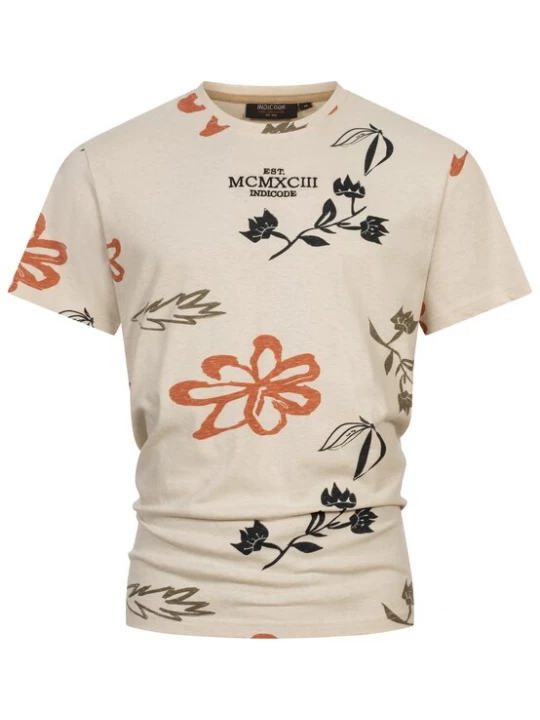 Foto van product INDICODE JEANS Shirt 'Asbjorn' crème / cognac / olijfgroen / zwart