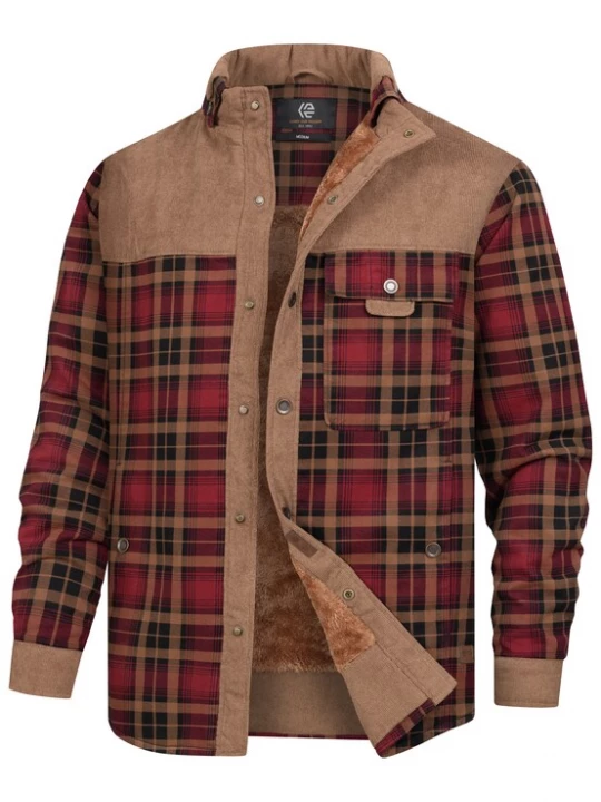 Foto van product INDICODE JEANS Tussenjas 'Holz' bruin / rood / zwart