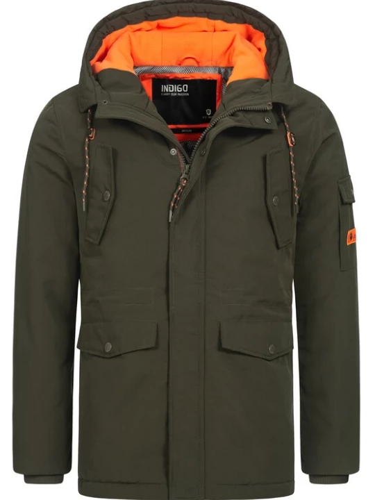 Foto van product INDICODE JEANS Tussenparka 'Ocala' groen / oranje