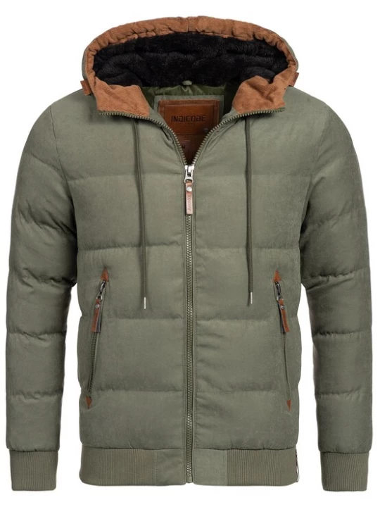 Foto van product INDICODE JEANS Winterjas 'Adeline' bruin / riet / zwart