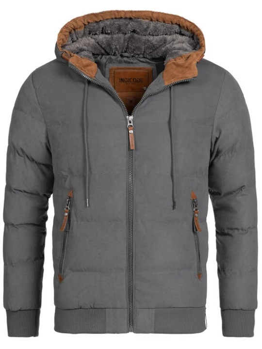 Foto van product INDICODE JEANS Winterjas 'Adeline' cognac / donkergrijs