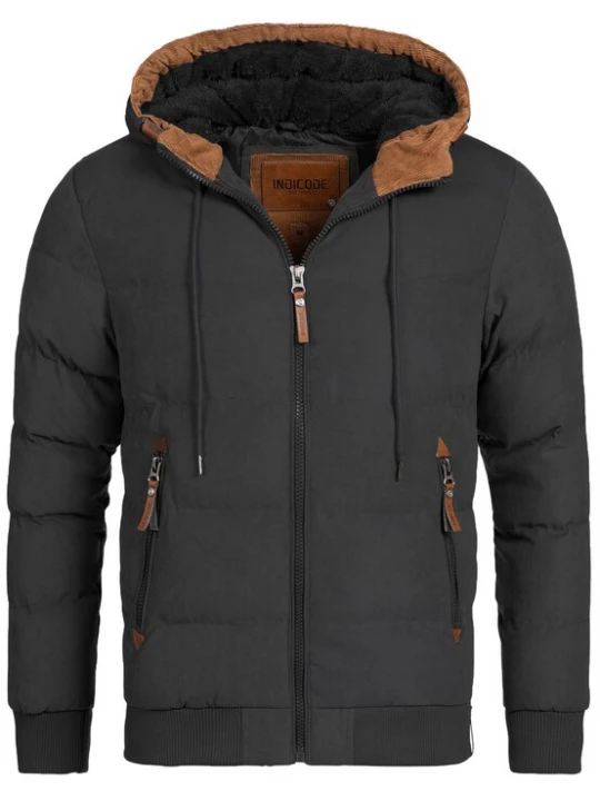 Foto van product INDICODE JEANS Winterjas 'Adeline' karamel / zwart