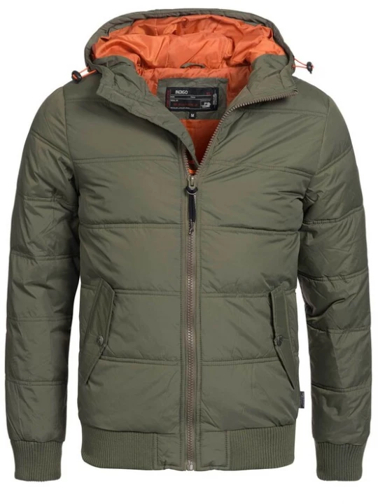 Foto van product INDICODE JEANS Winterjas 'Adrian ZA' olijfgroen / oranje