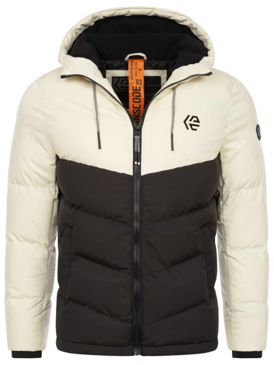Foto van product INDICODE JEANS Winterjas 'Agiotis' donkergrijs / natuurwit
