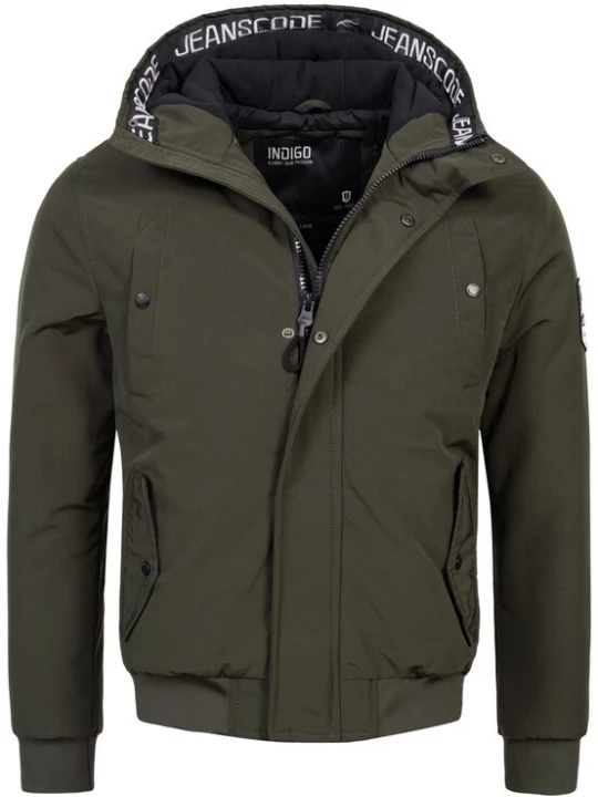 Foto van product INDICODE JEANS Winterjas 'Albany' donkergroen / zwart / wit
