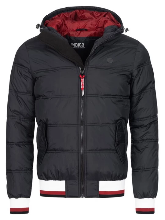 Foto van product INDICODE JEANS Winterjas 'Bacon' donkerrood / zwart / wit