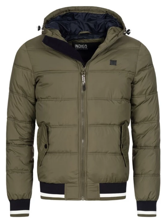 Foto van product INDICODE JEANS Winterjas 'Bacon' olijfgroen / zwart / wit