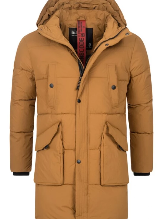 Foto van product INDICODE JEANS Winterjas 'Dexter' camel / zwart