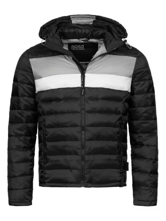Foto van product INDICODE JEANS Winterjas 'Hampshire' grijs / zwart / wit