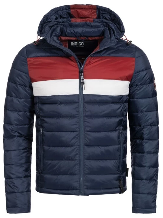Foto van product INDICODE JEANS Winterjas 'Hampshire' navy / donkerrood / wit