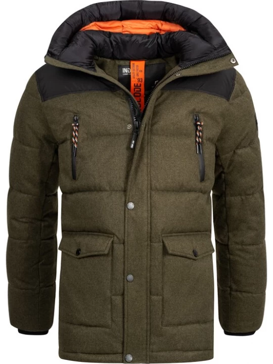 Foto van product INDICODE JEANS Winterjas 'Krem' kaki / zwart