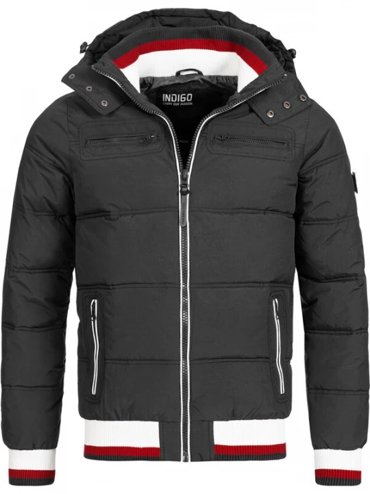 Foto van product INDICODE JEANS Winterjas 'Marlon' kersrood / zwart / natuurwit