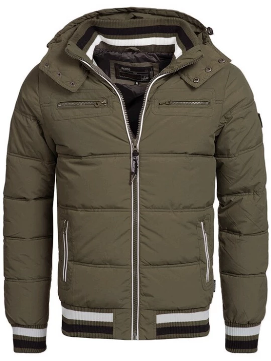 Foto van product INDICODE JEANS Winterjas 'Marlon' olijfgroen / wit