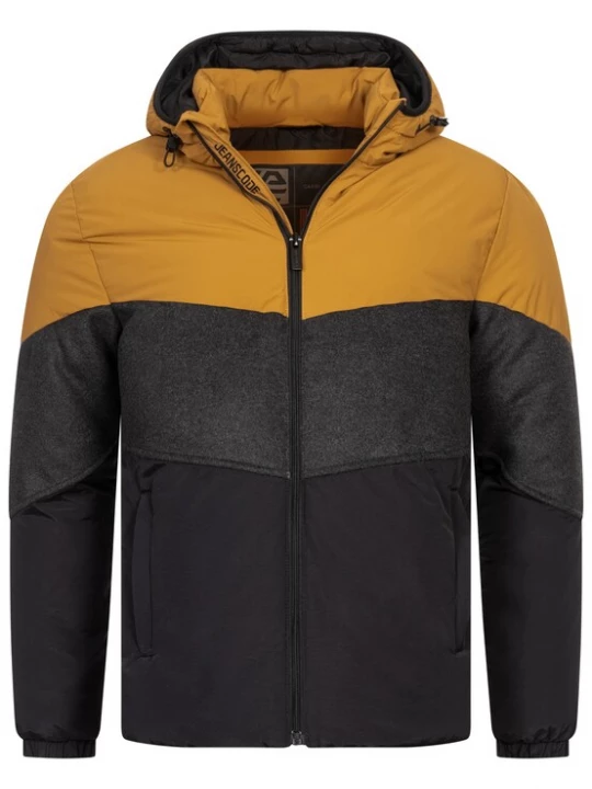 Foto van product INDICODE JEANS Winterjas 'Urban' safraan / antraciet / zwart