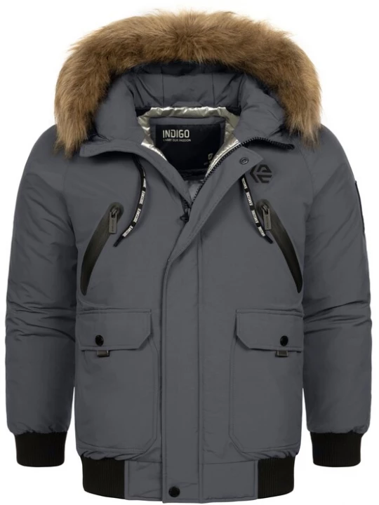 Foto van product INDICODE JEANS Winterjas ' Zakai ' beige / grijs / zwart