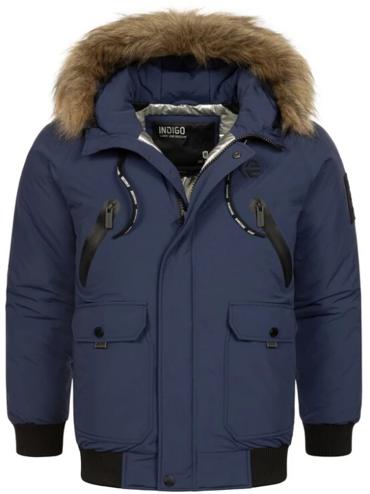 Foto van product INDICODE JEANS Winterjas ' Zakai ' donkerbeige / blauw / zwart / wit