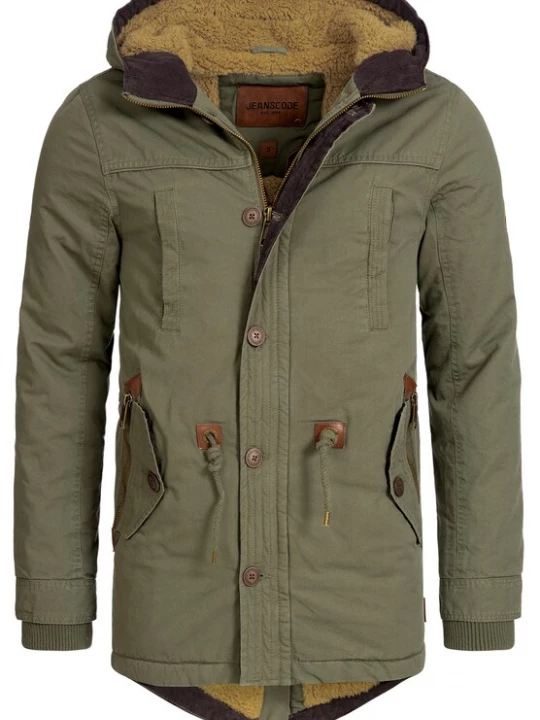 Foto van product INDICODE JEANS Winterparka 'Barge' bruin / olijfgroen