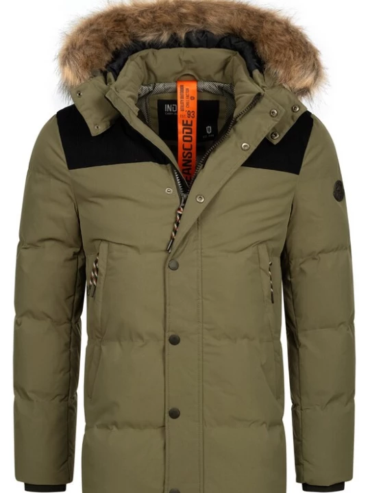 Foto van product INDICODE JEANS Winterparka 'Hexyl' lichtbruin / kaki / zwart