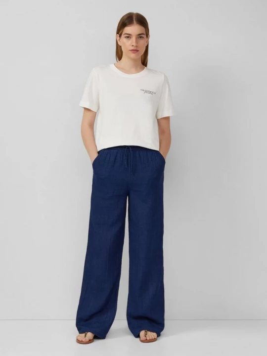 Foto van product Indigo-dyed broek met wijde pijpen en elastische band s.Oliver blauw