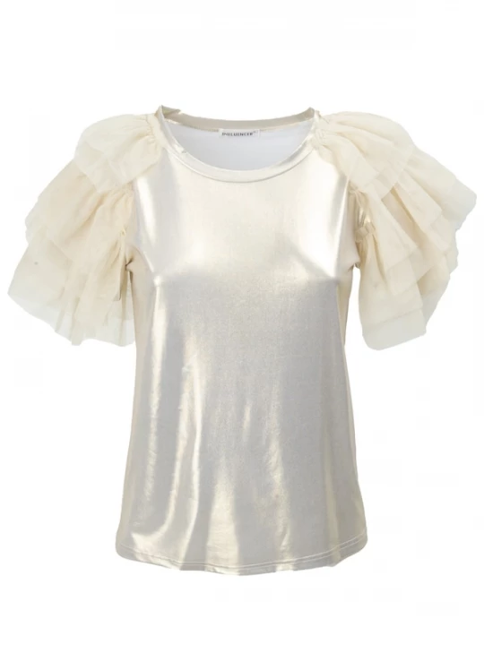 Foto van product Influencer Shirt 'Glittery' goud