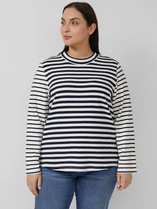 Foto van product Ingekort jersey sweatshirt in een mix van strepen s.Oliver