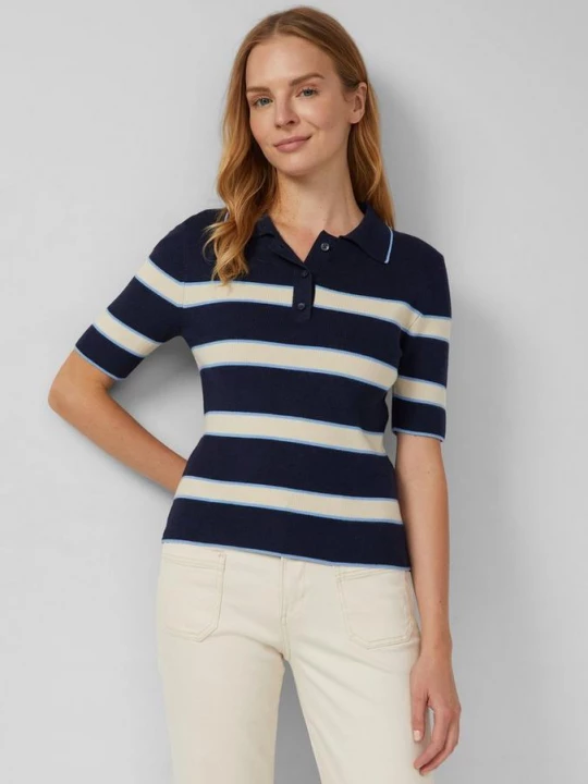 Foto van product Ingekorte gebreide polo in slanke pasvorm s.Oliver blauw