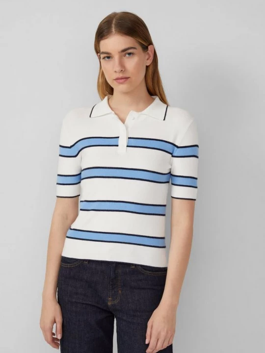Foto van product Ingekorte gebreide polo in slanke pasvorm s.Oliver crème