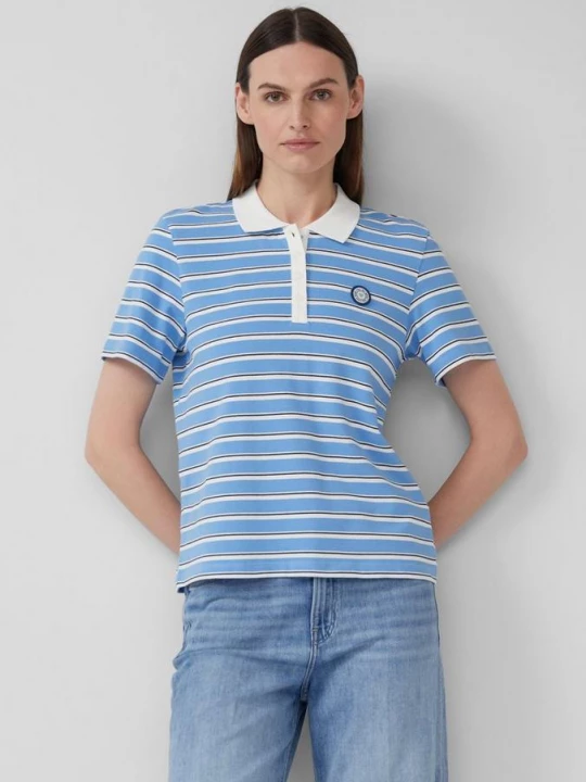 Foto van product Ingekorte piqué polo met patch s.Oliver blauw