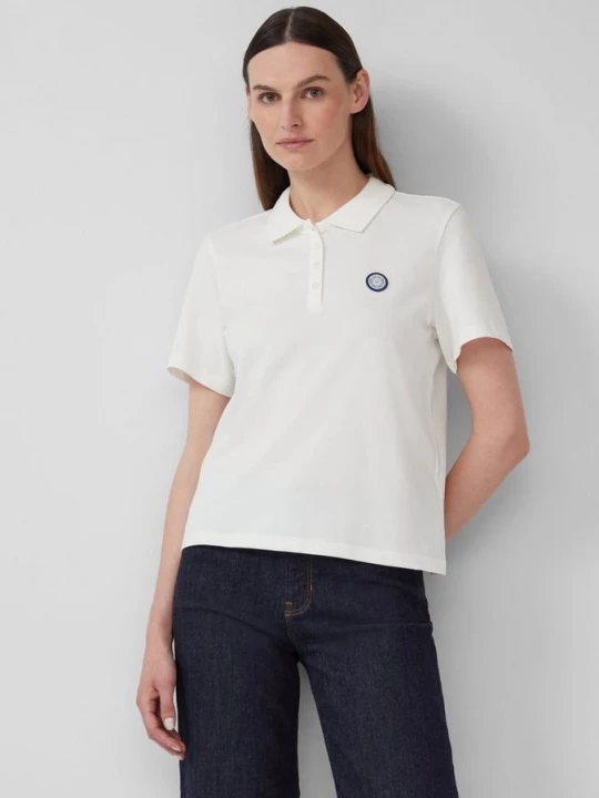 Foto van product Ingekorte piqué polo met patch s.Oliver crème