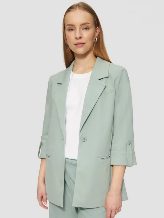 Foto van product Interlock blazer met omgeslagen mouwen QS groen