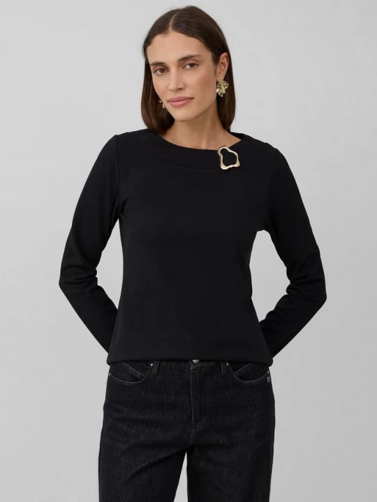 Foto van product Interlock jersey shirt met broche s.Oliver zwart