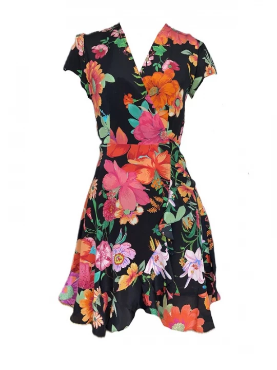 Foto van product Introvertie VIENNA Zomerjurk 'ALICE Silk Wrap Dress' zwart