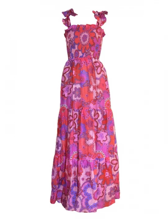 Foto van product Introvertie VIENNA Zomerjurk gemengde kleuren / magenta
