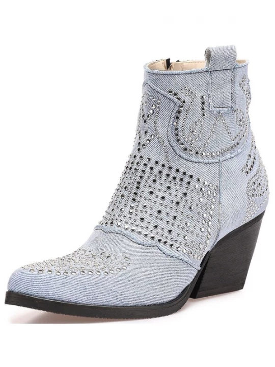 Foto van product INUOVO Enkellaarsjes blauw denim / zilver