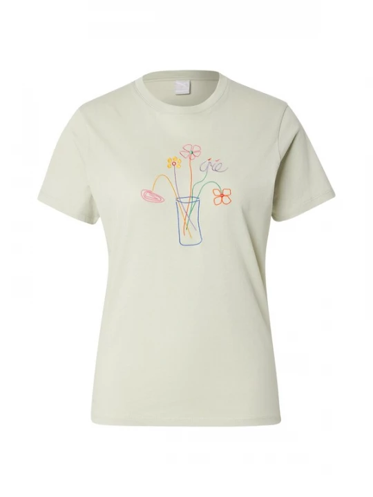 Foto van product Iriedaily Shirt 'Stitch Flowers' blauw / pastelgroen / oranje / rosa