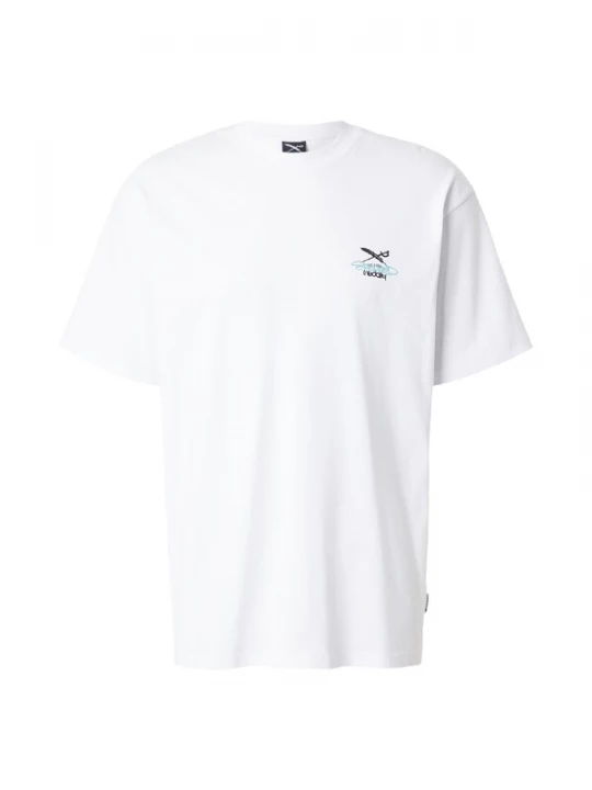 Foto van product Iriedaily Shirt 'Stohead Knowledge' aqua / cyaan blauw / wit