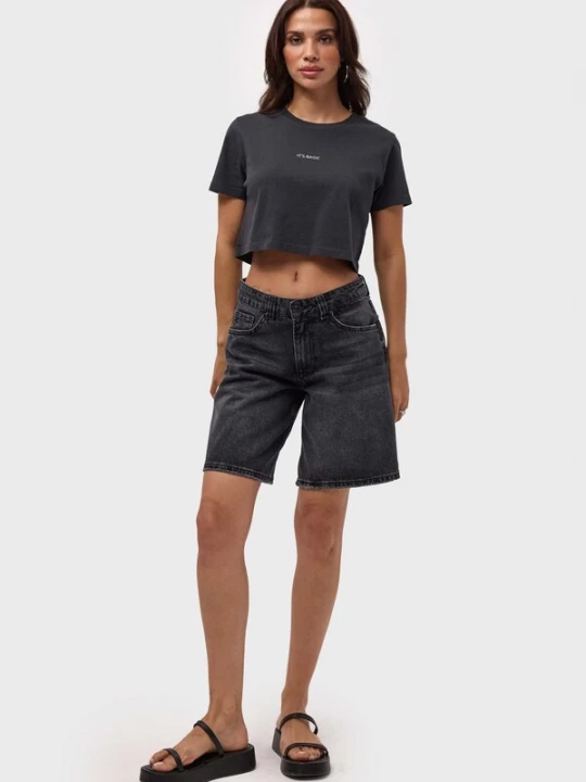 Foto van product IT'S BASIC Jeans 'BAGGY MINI DENIM SHORTS' black denim