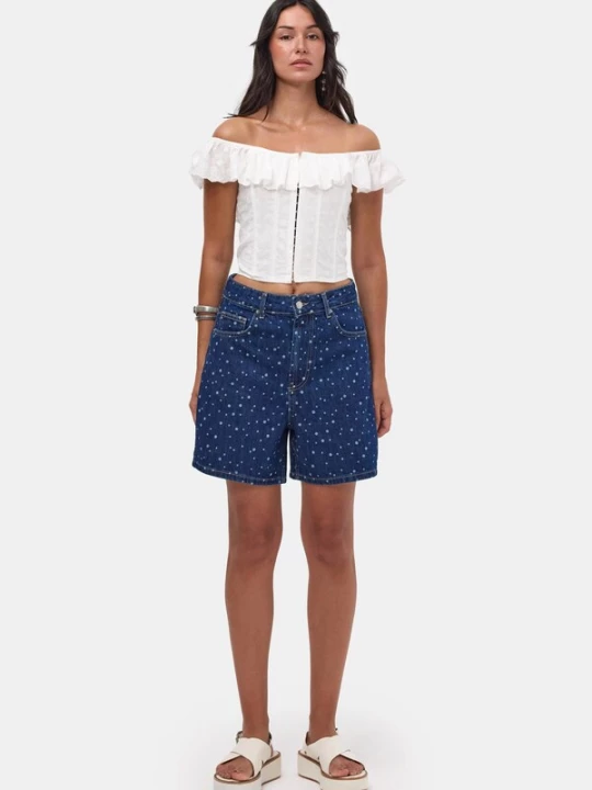 Foto van product IT'S BASIC Jeans 'POLKA MINI DENIM SHORT' indigo