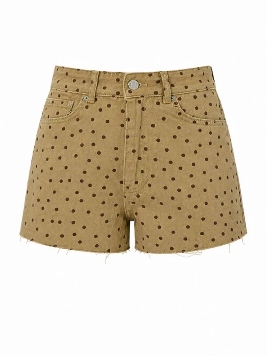Foto van product IT'S BASIC Jeans 'POLKA MINI DENIM SHORTS' mosterd