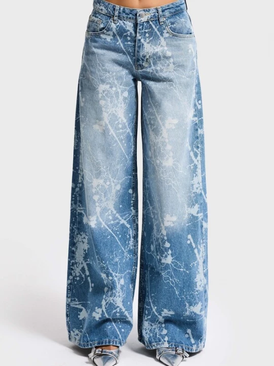 Foto van product IT'S BASIC Jeans 'PRINTED PALAZZO MID RISE JEANS' hemelsblauw